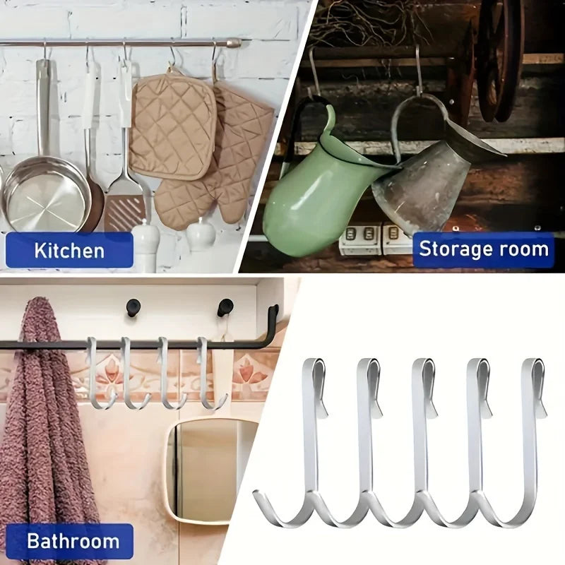 J-Haken Clips (6er-Pack) | Schnappverschluss-Design | Edelstahl | Vielseitig für Küche & Büro