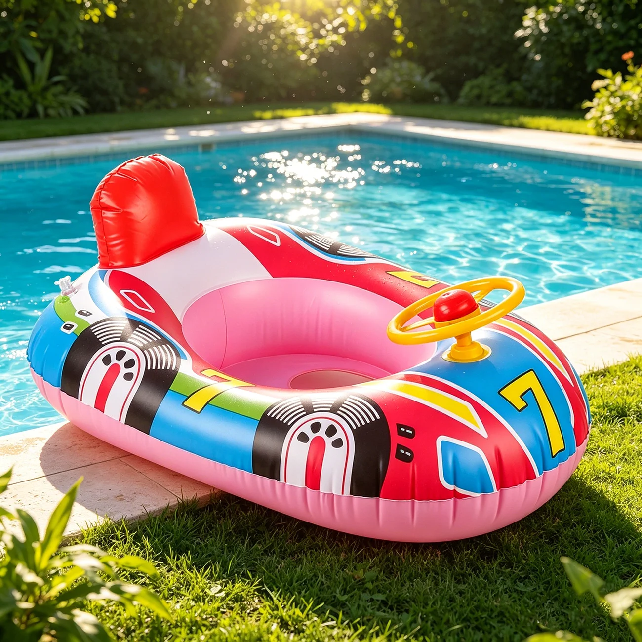 Kinder aufblasbarer Schwimmring | Interaktiver Lenkradsitz | Ungiftig | Poolspielzeug