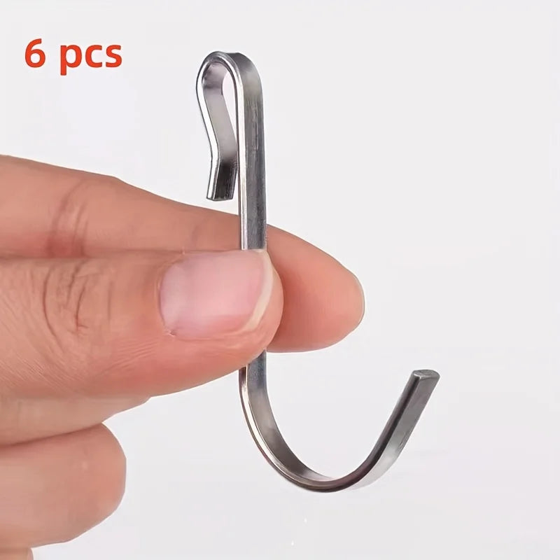 J-Haken Clips (6er-Pack) | Schnappverschluss-Design | Edelstahl | Vielseitig für Küche & Büro