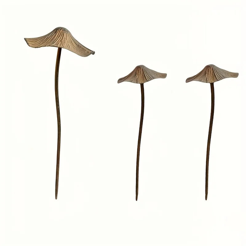 Gartendekorationsset | Retro rostige Metallpilzskulpturen | 3-teiliges Set | Robustes Design