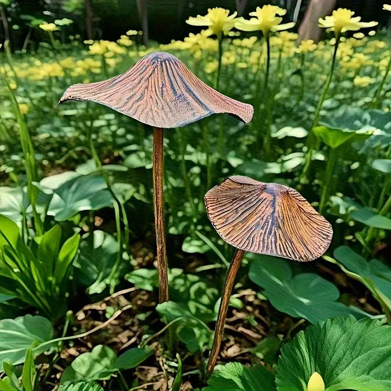 Gartendekorationsset | Retro rostige Metallpilzskulpturen | 3-teiliges Set | Robustes Design